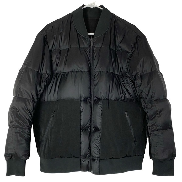 Lululemon Roam Far Bomber Jacket Puffer Womens 10 Large Down Reversible Black - Picture 1 of 14